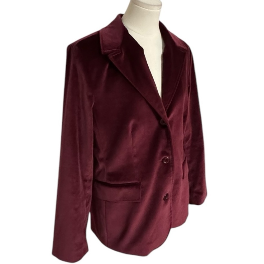 NEIMAN MARCUS Exclusive Burgundy Wine Plum Velvet Jacket Blazer Size 14 Party